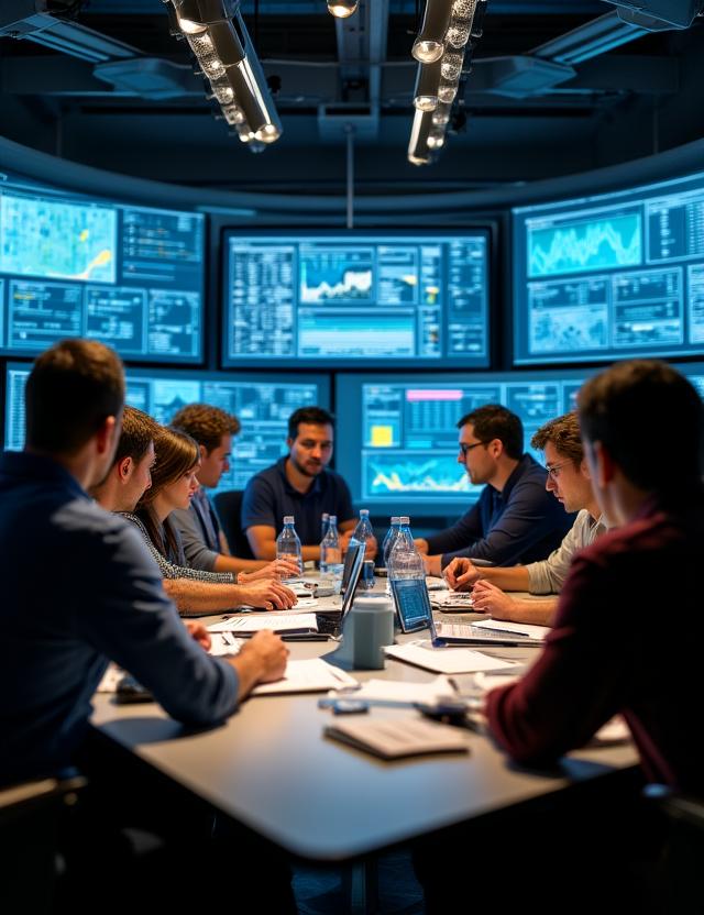 Team working aggressively with data
